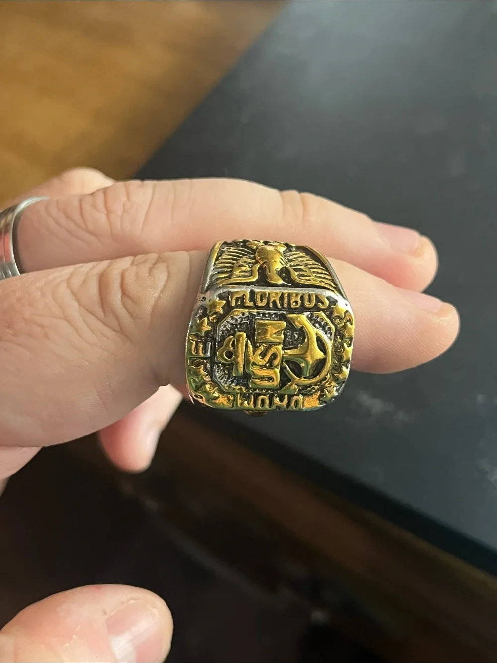 Men's Gold Tone U.S. Navy Emblem Signet Ring